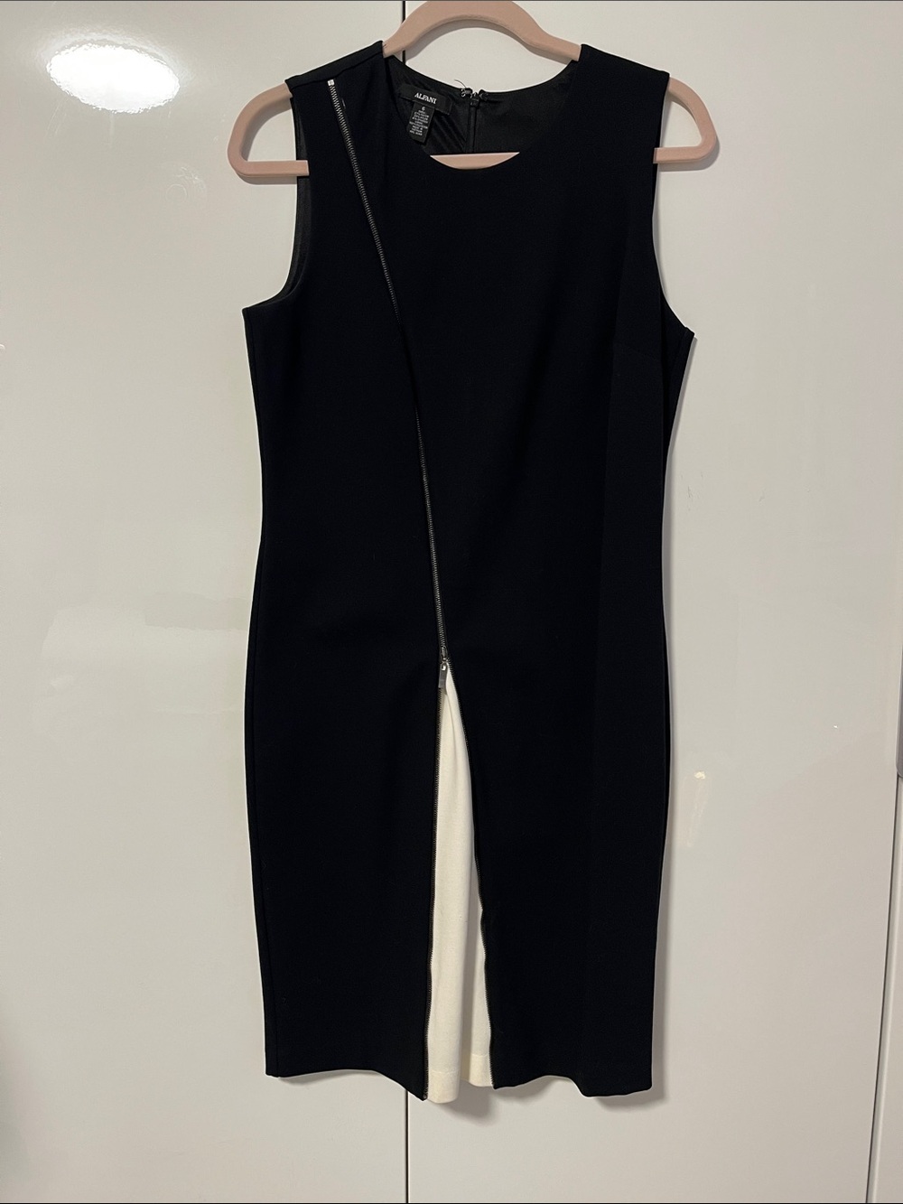 Alfani NWOT Black Sleeveless Fitted Dress Zipper White Inner Panel, Size 6